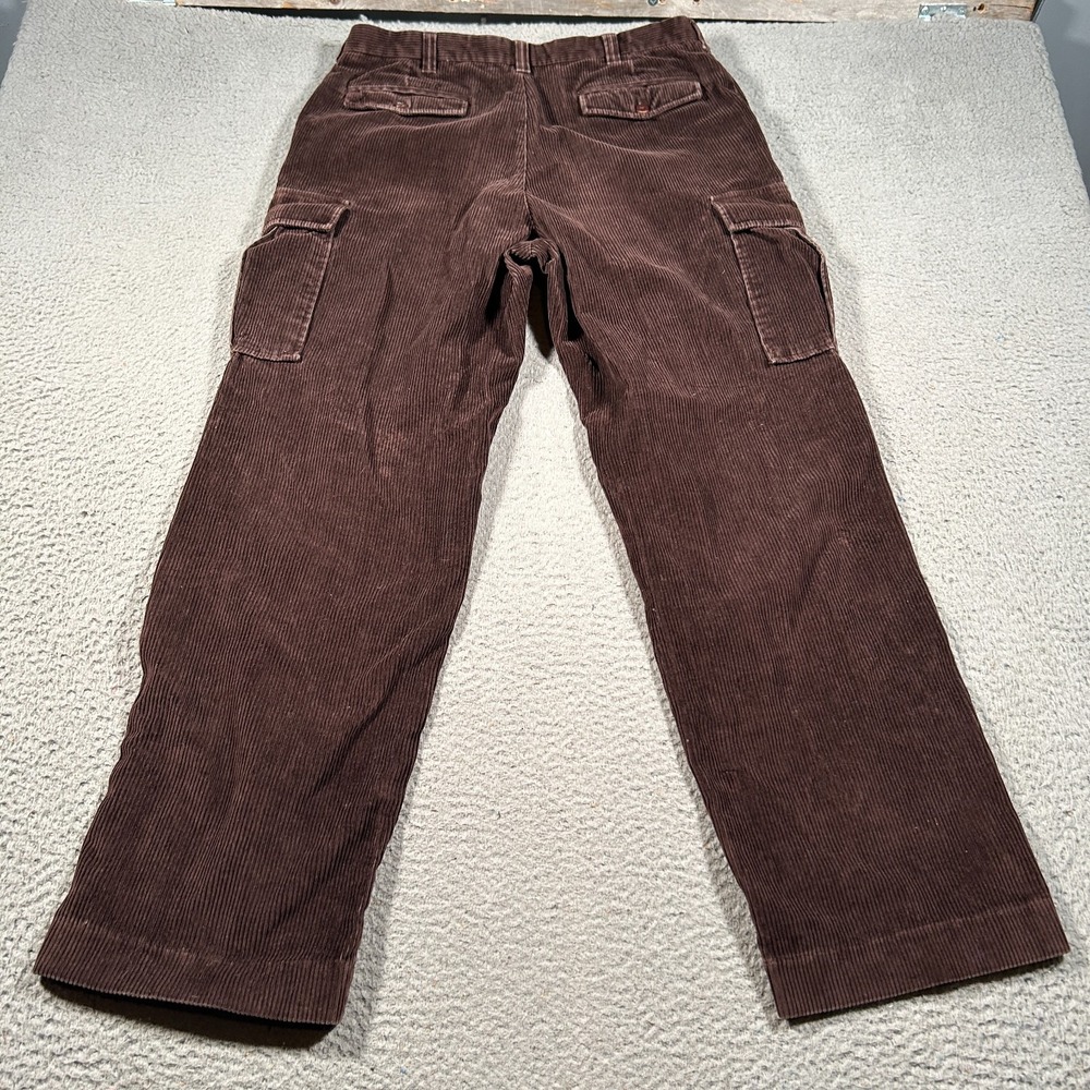 Vintage LL Bean Pants Mens 34x30 Brown Corduroy Cargo Baggy Loose Skate Y2K Zip - Picture 2 of 10